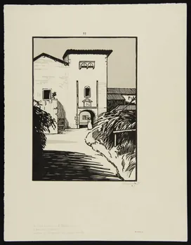 partie d'ensemble Entrée du château de la Palud XVI e  à Quincie (Rhône) 1943.9.21  Photo