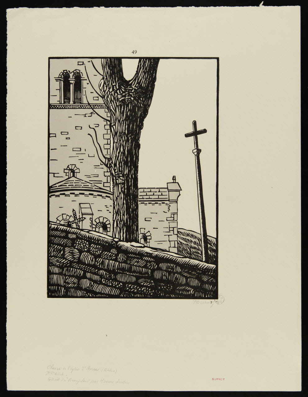 partie d'ensemble Chevet de l'église d'Avenas (Rhône)  XIIe siècle 1943.9.23 Photo
