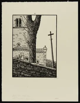 partie d'ensemble Chevet de l'église d'Avenas (Rhône)  XIIe siècle 1943.9.23  Photo