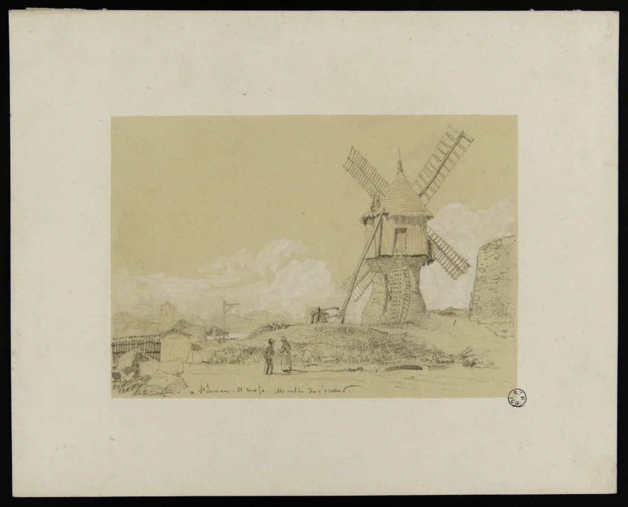 Louis-Auguste Déchelette dessin Moulin à Saint-Servan Paris 1850 1944.1.1 Photo