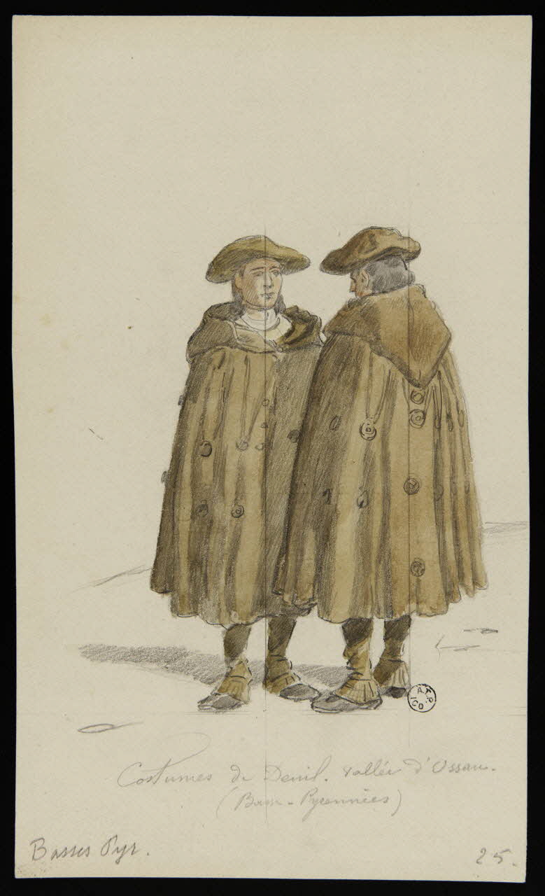 dessin Costumes de Deuil, vallée d'Ossau  (Basses-Pyrennées) (sic) 1944.1.4 Photo