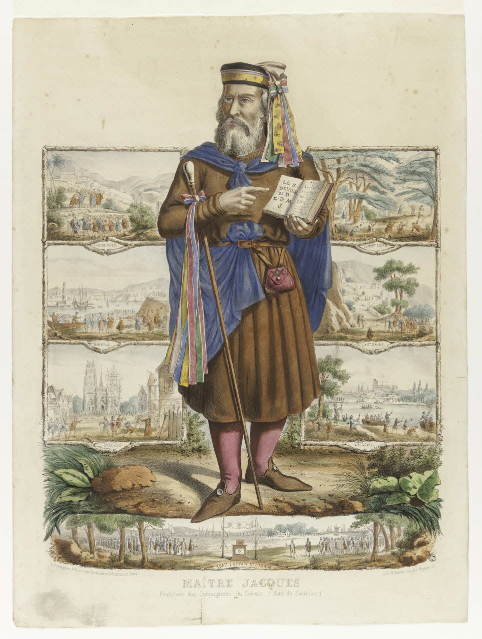 Becquet ; Agricol Perdiguier estampe MAITRE JACQUES  Fondateur des Compagnons du Devoir. (Ami de Soubise.) Paris 1863 1944.10.5 Photo
