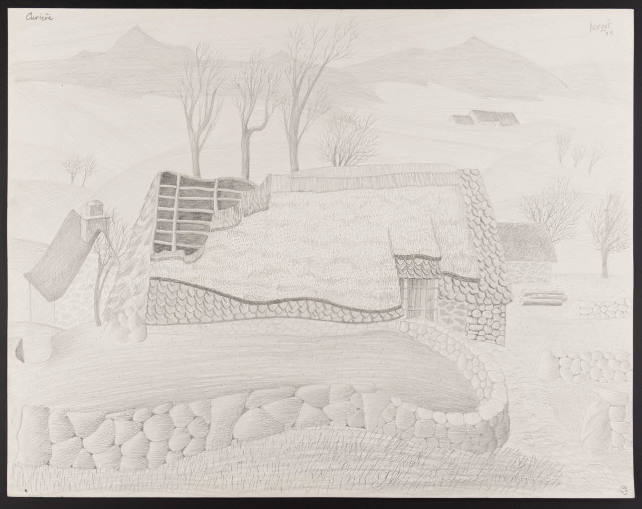 René Perrot dessin Curière Auvergne, France 1944 1944.10.55  Photo Mucem