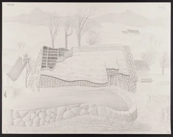 René Perrot dessin Curière Auvergne, France 1944 1944.10.55  Photo Mucem
