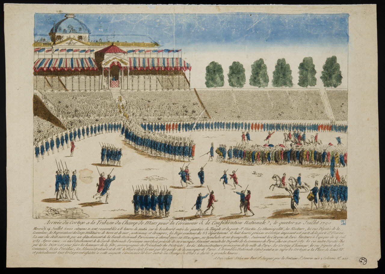 Jacques-François Chéreau imagerie ancienne Arrivée du Cortege a la Tribune du Champ de Mars pour la Cérémonie de la Confédération Nationale, le quatorze Juillet 1790. Paris 1790 1944.12.14 Photo