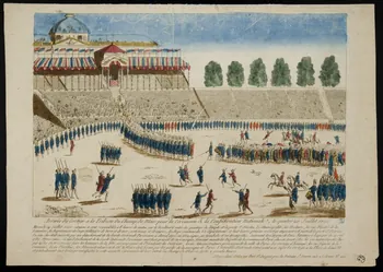 Jacques-François Chéreau imagerie ancienne Arrivée du Cortege a la Tribune du Champ de Mars pour la Cérémonie de la Confédération Nationale, le quatorze Juillet 1790. Paris 1790 1944.12.14 Photo