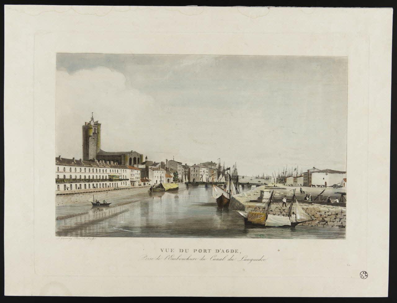 Garneray Hippolyte estampe VUE DU PORT D'AGDE,  Prise de l'Embouchure du Canal du Languedoc 1842-1843 1944.12.16 Photo