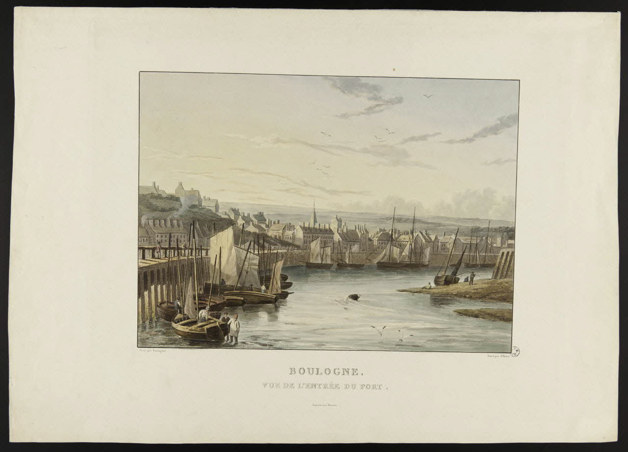 Reeve G. ; Richard Parkes Bonington ; Dumont estampe BOULOGNE.  VUE DE L'ENTREE DU PORT. 1825-1835 1944.12.17 Photo