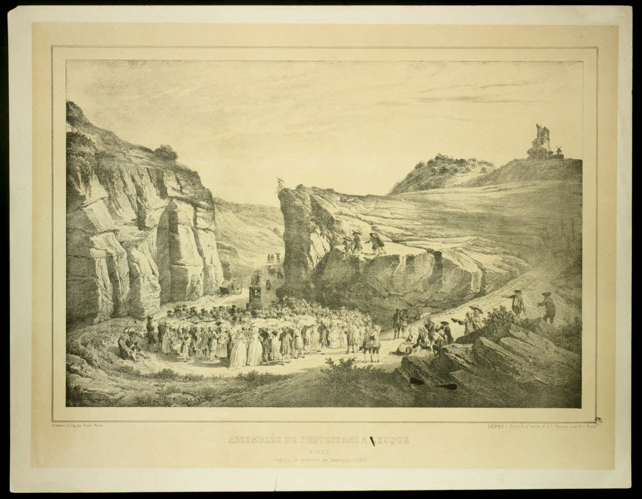 estampe ASSEMBLEE DE PROTESTANS A LECQUE 1944.12.22 Photo