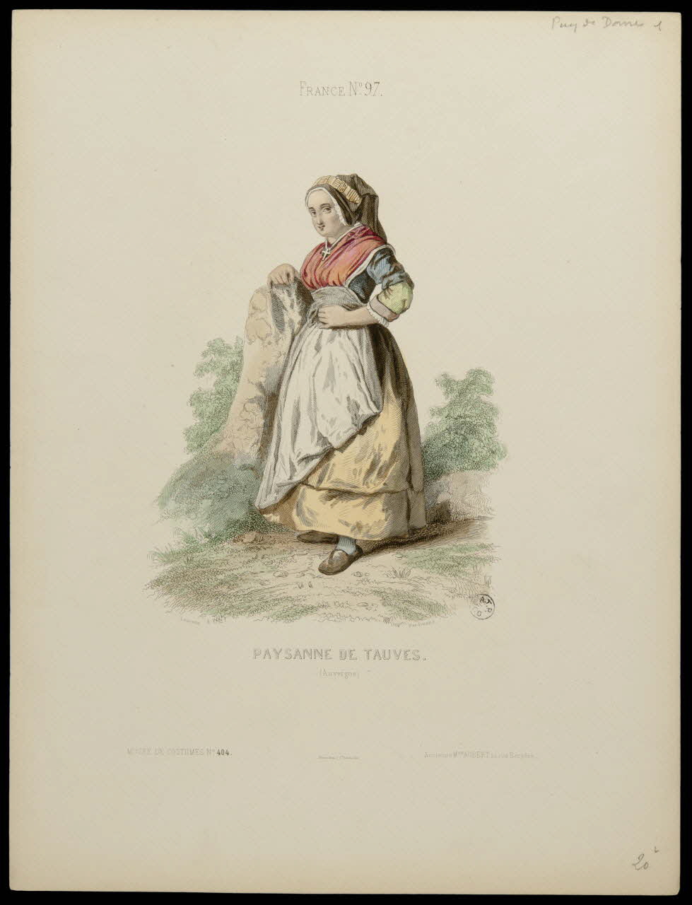 estampe PAYSANNE DE TAUVES.  (Auvergne) 1944.12.25 Photo