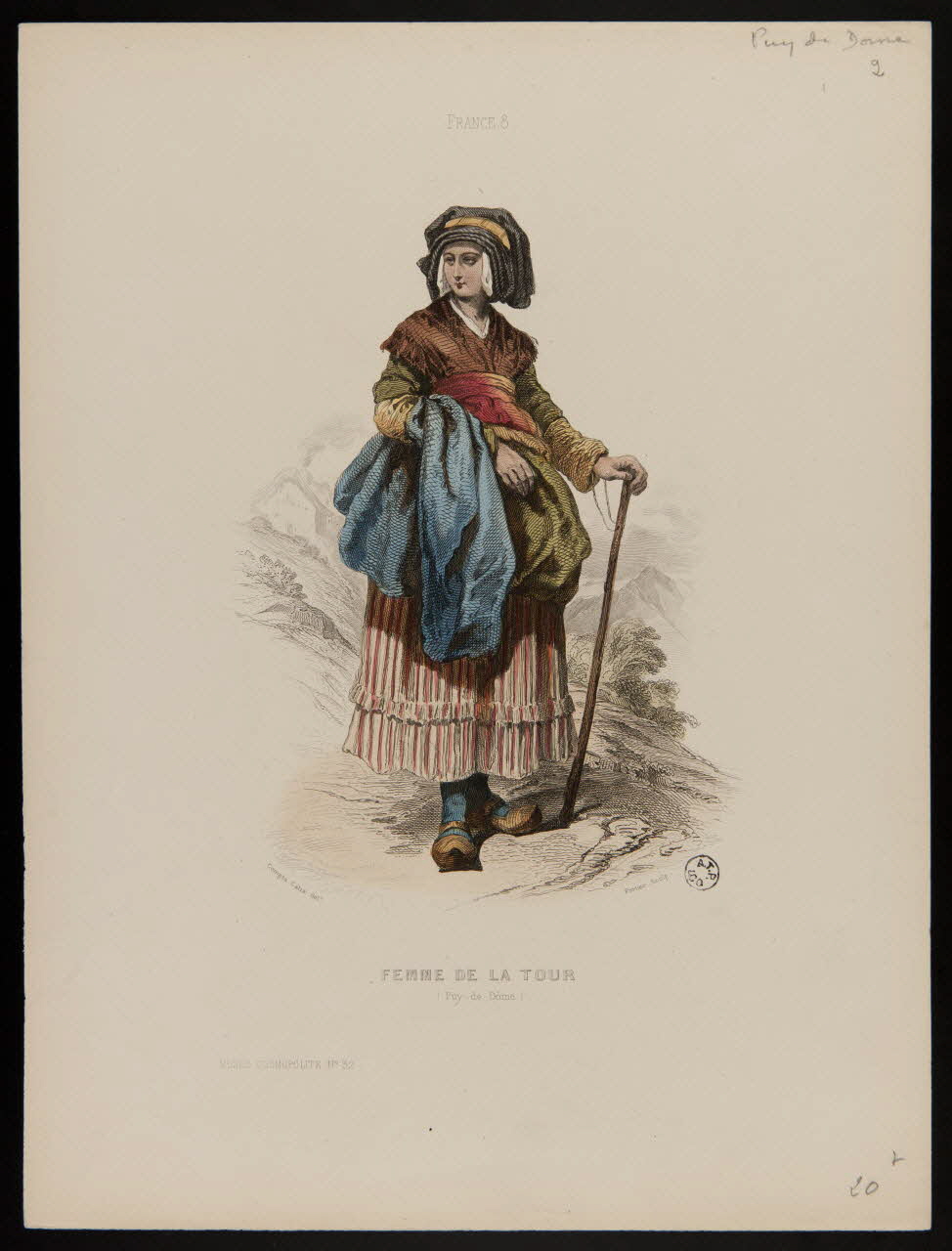 estampe FRANCE. 8.  FEMME DE LA TOUR  (Puy-de-Dôme) 1944.12.26 Photo