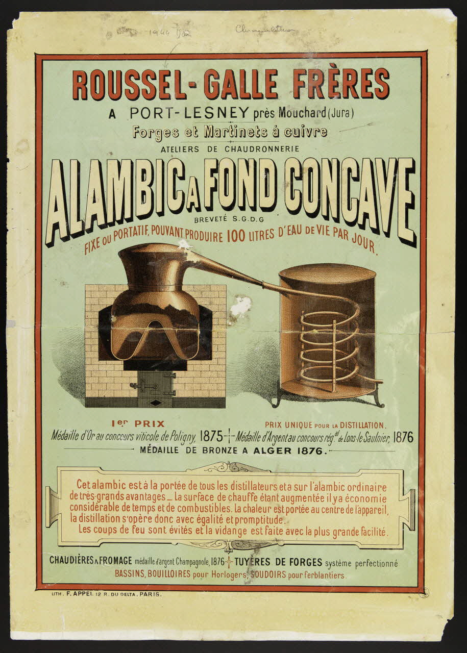 affiche ALAMBIC A FOND CONCAVE 1875 1944.17.1 Photo