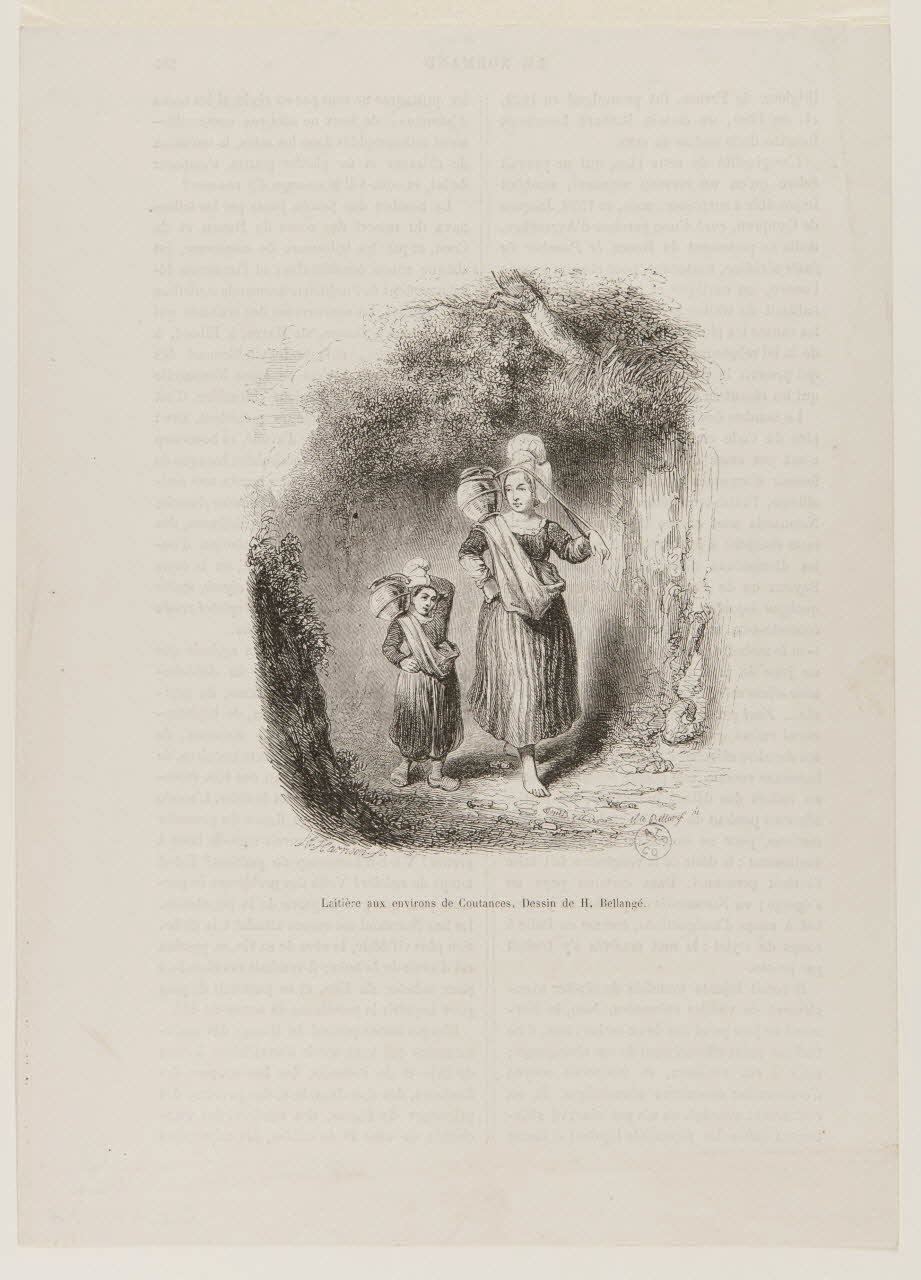 Harrisson H. ; Hippolyte Bellangé estampe Laitière aux environs de Coutances. Dessin de H. Bellangé 1835-1845 1944.2.114 Photo