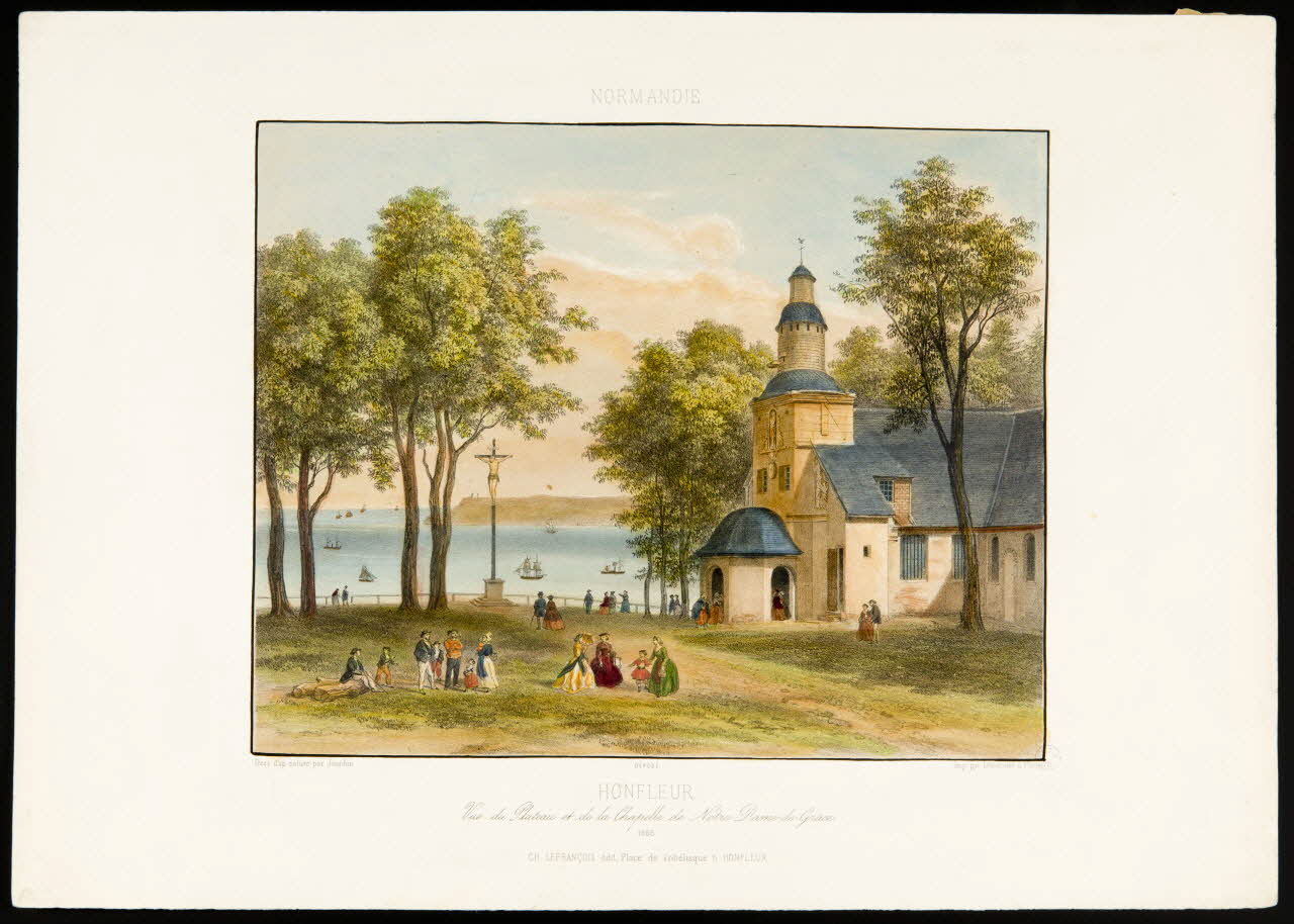 Jourdan J. ; Lefrançois Ch. estampe HONFLEUR  Vue du plateau et de la Chapelle de Notre-Dame-de-Grâce  1865 Honfleur 1865 1944.2.139 Photo