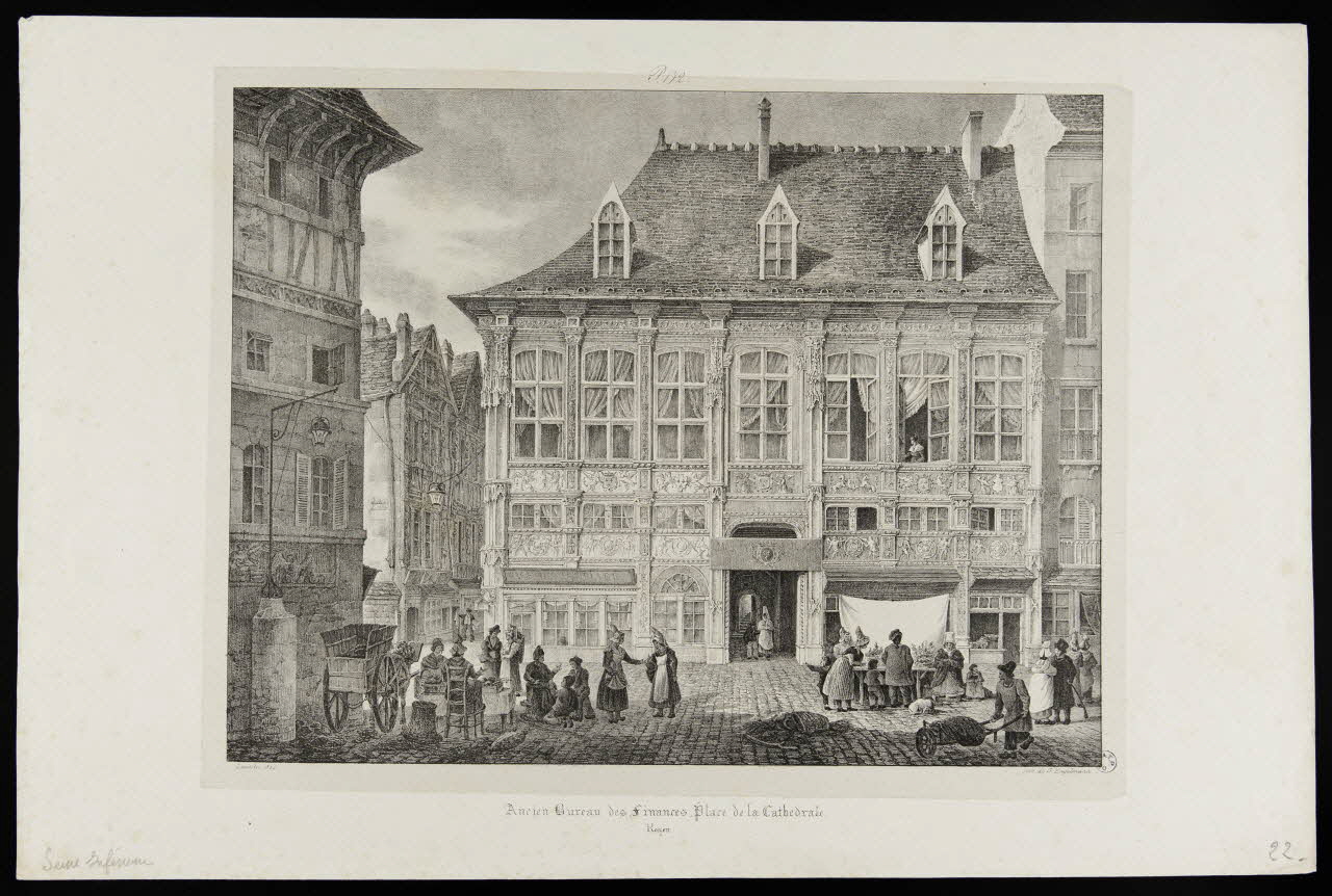 Lemaître ; Godefroy Engelmann estampe Ancien Bureau des Finances, Place de la Cathédrale.  Rouen. 1819-1829 1944.2.147 Photo