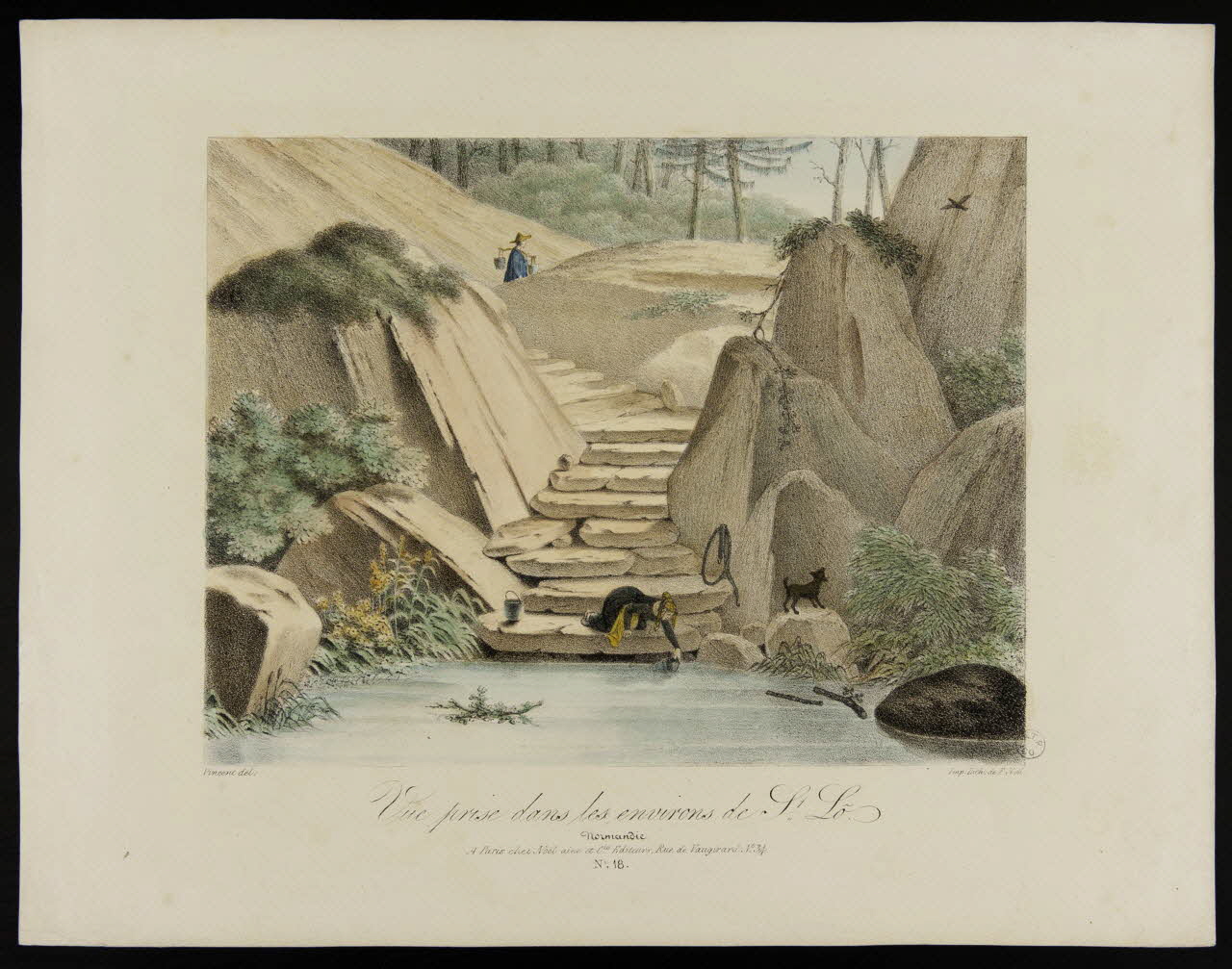 Vincent ; Noël F. ; Noel aîné et Cie estampe Vue prise dans les environs de St Lô  Normandie. Paris 1825-1835 1944.2.149 Photo