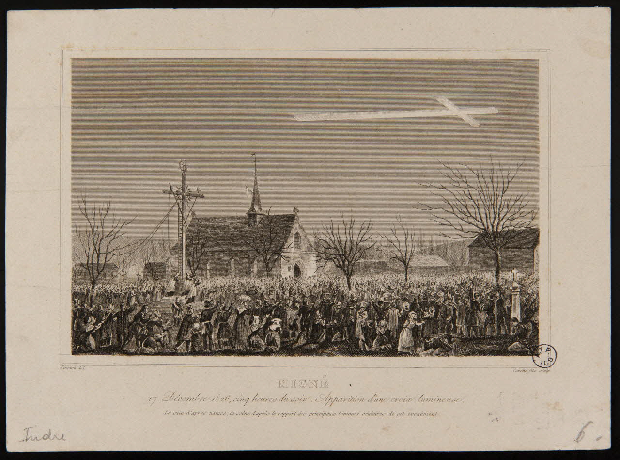 Christophe Civeton ; François- Louis Couché estampe MIGNE  17 Décembre 1826, cinq heures du soir. Apparition d'une croix lumineuse. 1826 1944.2.184 Photo