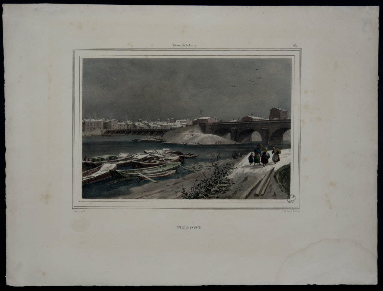 Isidore Laurent Deroy ; Charles C. Motte estampe Rives de la Loire.  Roanne 1825-1835 1944.2.189 Photo