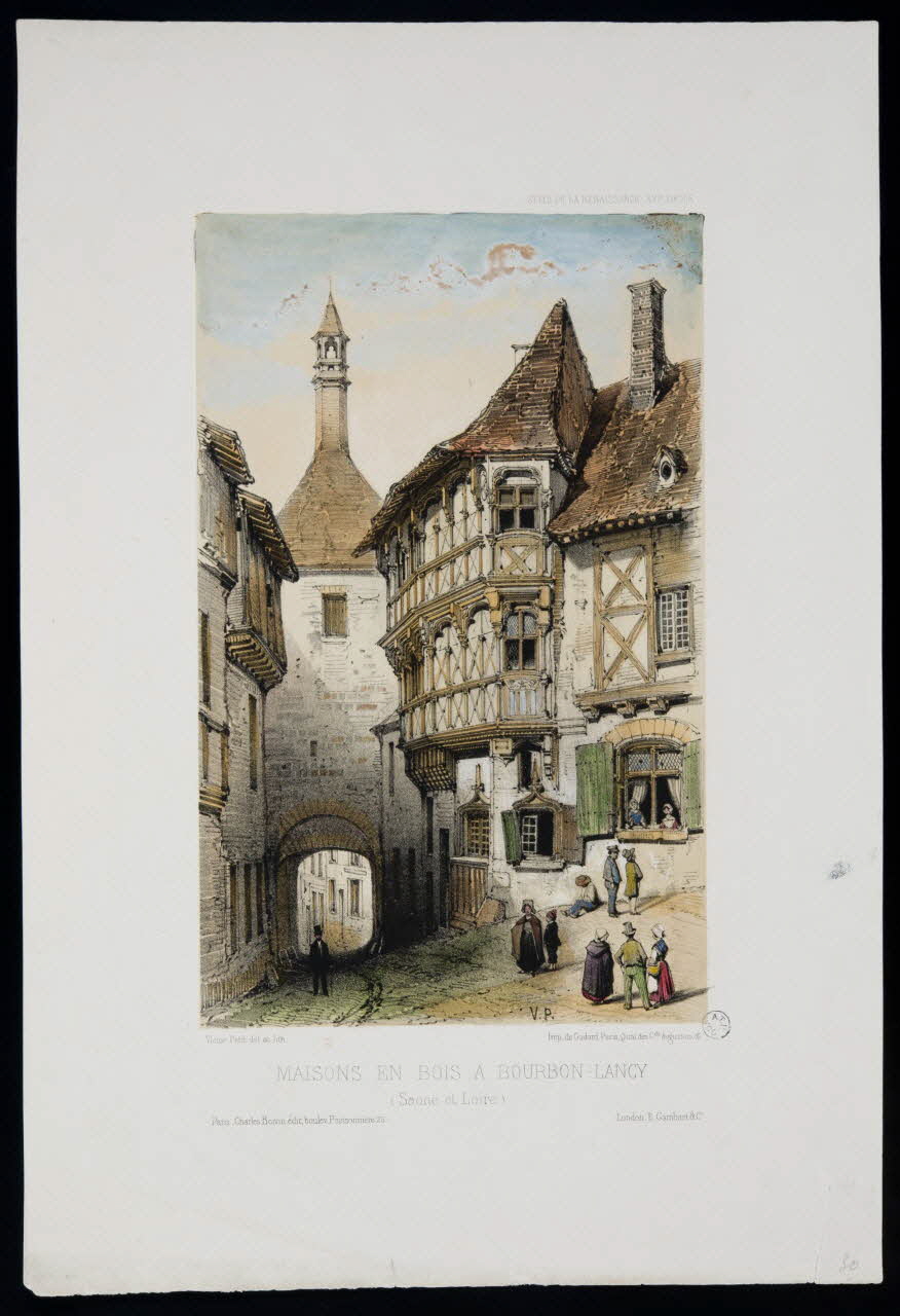 Victor Petit ; Godard ; Charles Boivin estampe MAISONS EN BOIS A BOURBON-LANCY Paris 1845-1855 1944.2.191 Photo