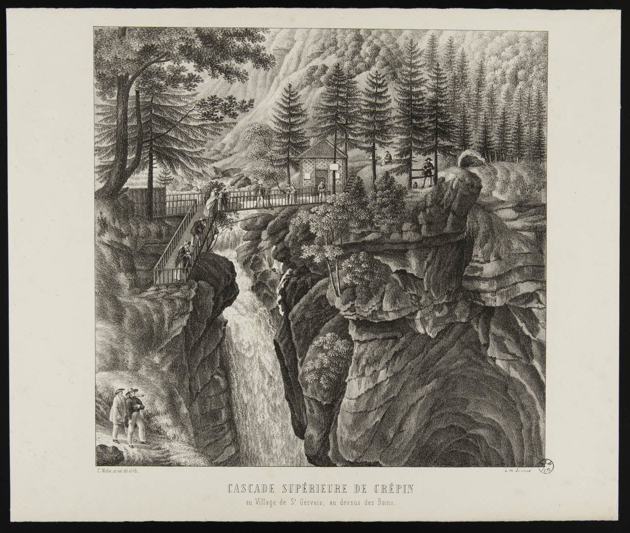 Müller C. ; Ledeux estampe CASCADE SUPERIEURE DE CREPIN  au Village de St Gervais, au dessus des Bains. 1845-1855 1944.2.196 Photo