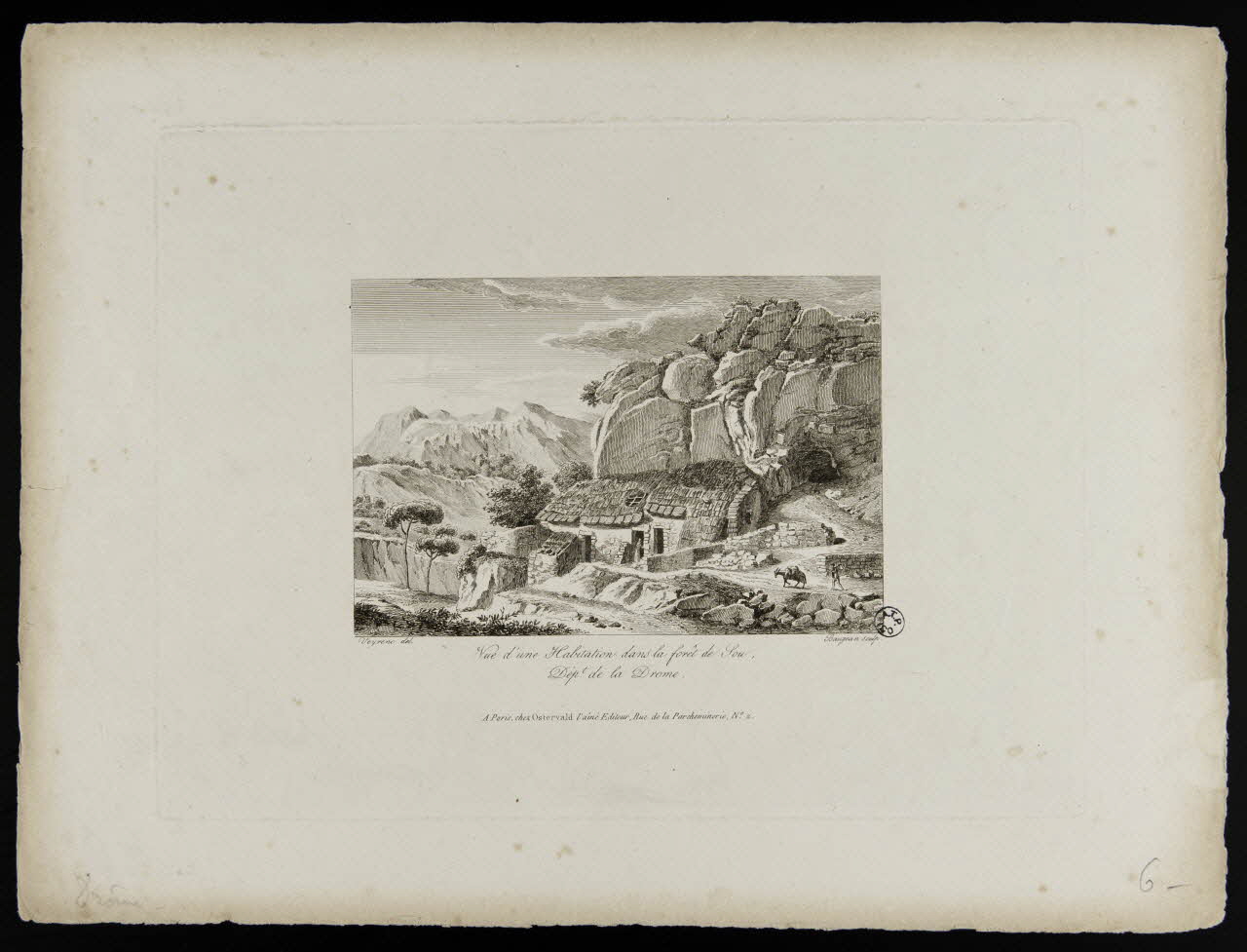 Veyrenc ; Baugean Jean estampe Vue d'une Habitation dans la forêt de Sou,  Dépt de la Drôme. Paris 1817-1824 1944.2.197 Photo
