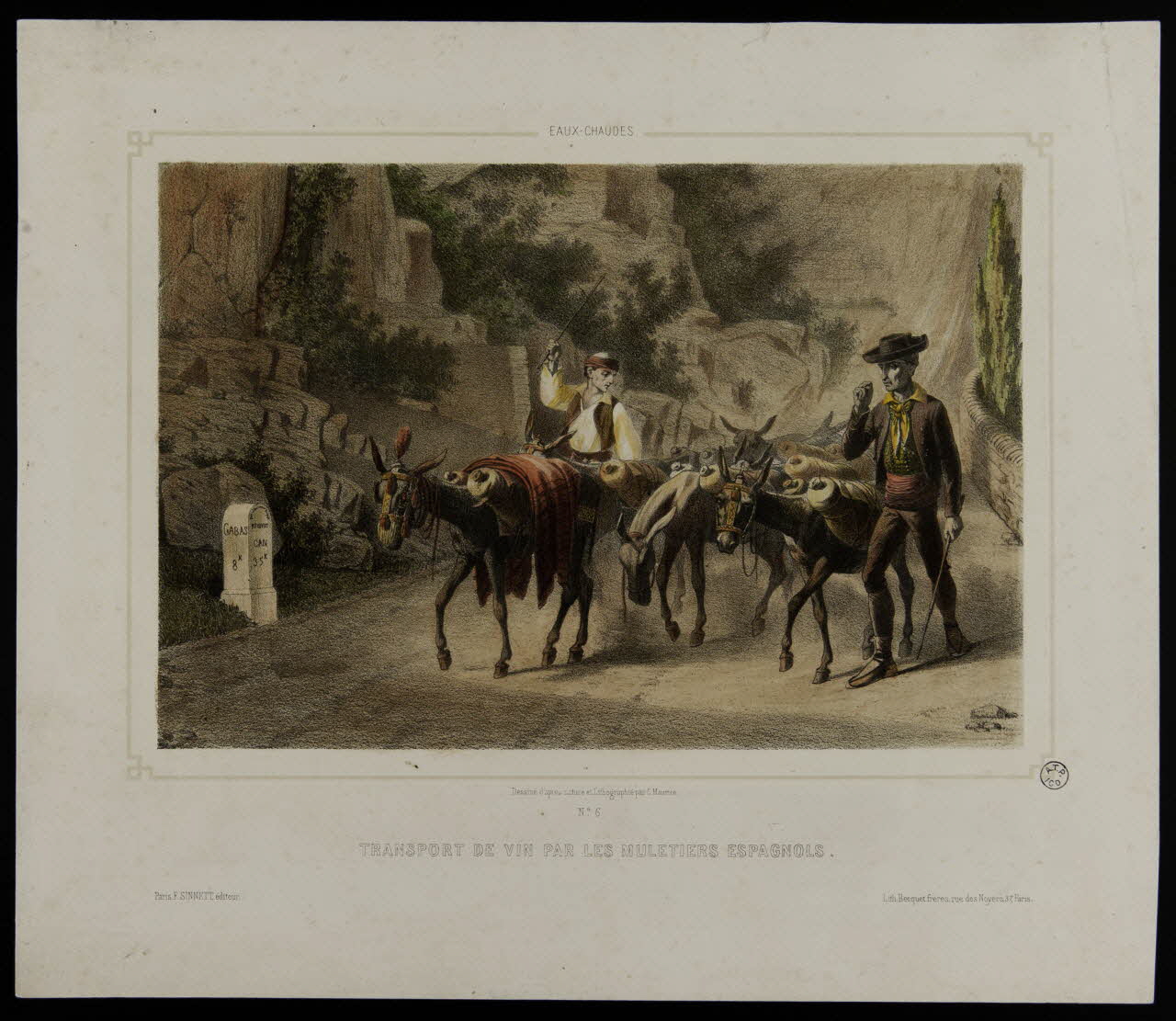 Maurice C. estampe TRANSPORT DE VIN PAR LES MULETIERS ESPAGNOLS 1850 1944.2.214 Photo