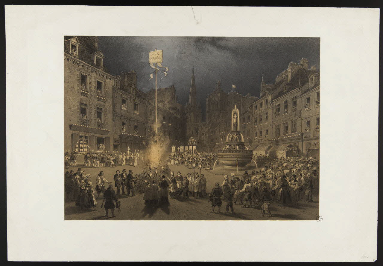 estampe Fête nocturne et procession en Bretagne 1825-1835 1944.2.229 Photo