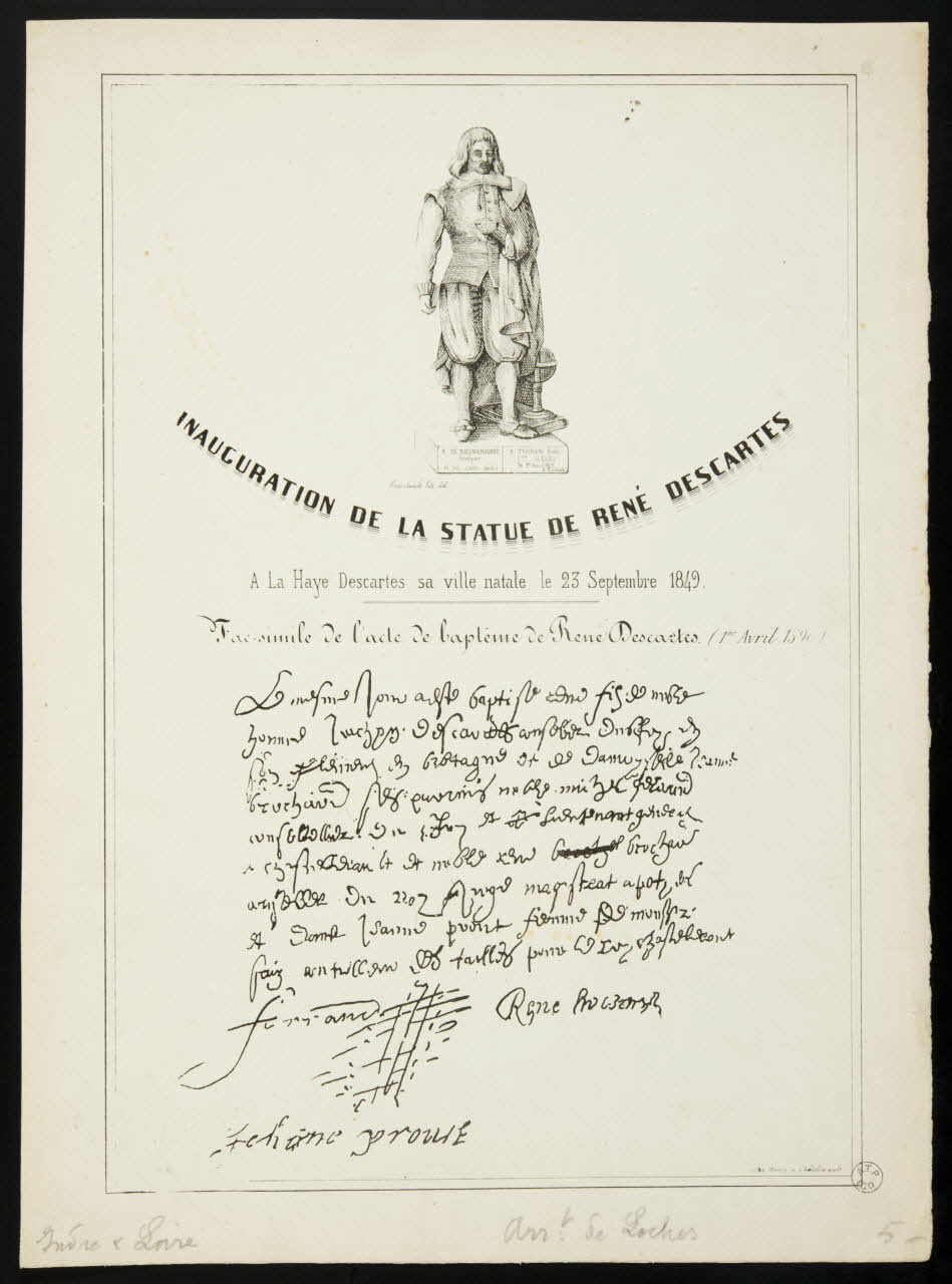Guerithault Pierre Eugène ; Henry estampe INAUGURATION DE LA STATUE DE RENE DESCARTES Châtellerault 1841-1851 1944.2.232 Photo