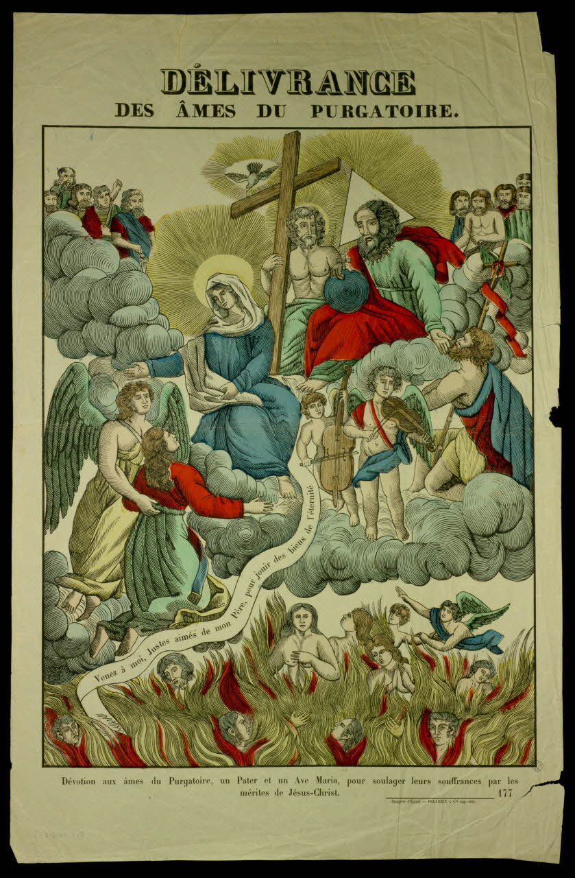 Pellerin estampe DELIVRANCE  DES AMES DU PURGATOIRE. Lorraine, France 1890 1944.2.235 Photo
