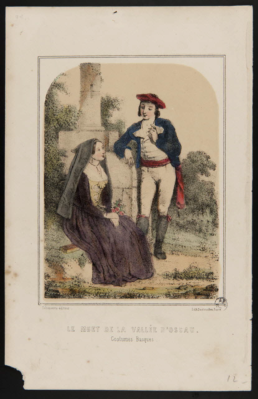Desesserts ; Destouches estampe LE MUET DE LA VALLEE D'OSSAU.  Costumes Basques. Paris 1853-1869 1944.2.41 Photo