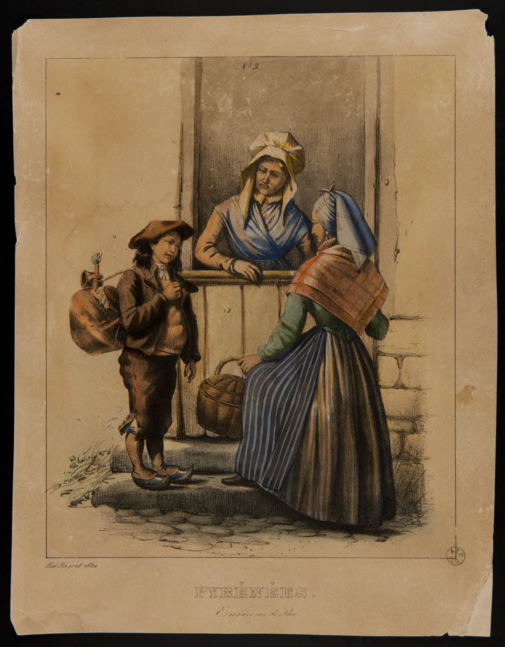 Edouard Pingret estampe PYRENEES.  Environs de Pau 1834 1944.2.66 Photo