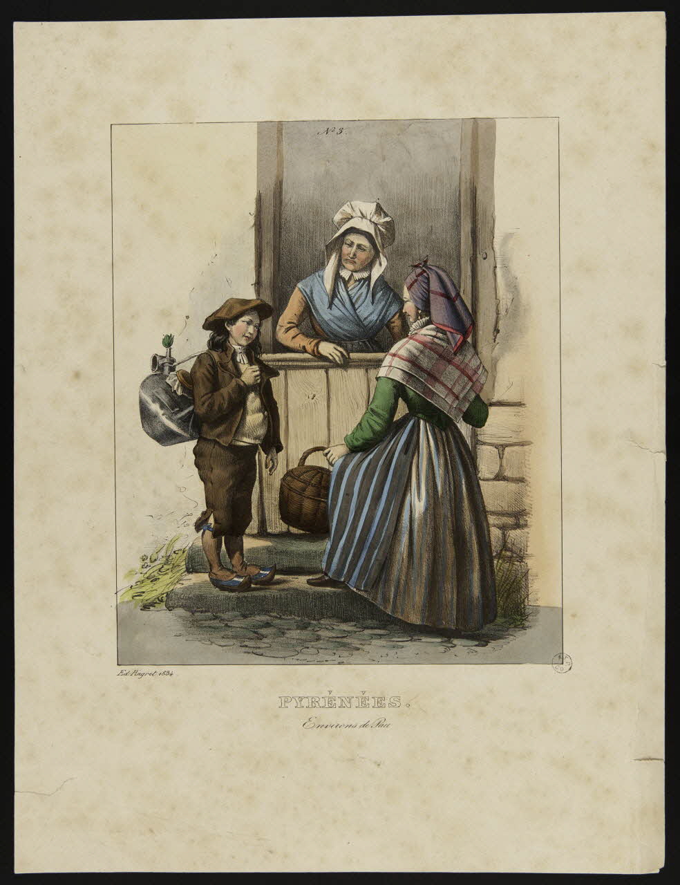 Edouard Pingret estampe PYRENEES.  Environs de Pau 1834 1944.2.67 Photo