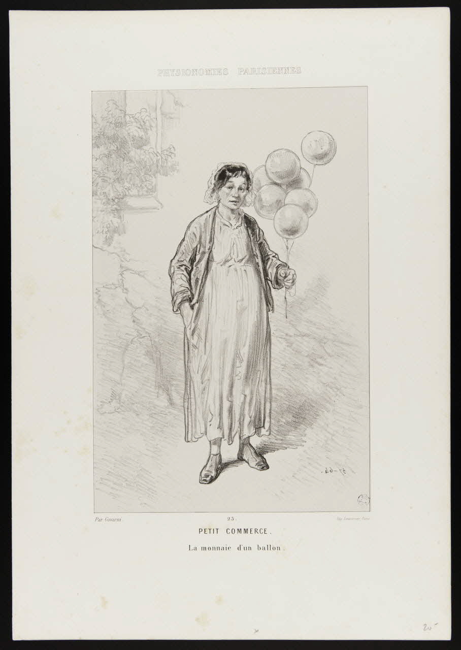Gavarni estampe PETIT COMMERCE.  La monnaie d'un ballon. Paris 1857-1858 1944.21.16 Photo