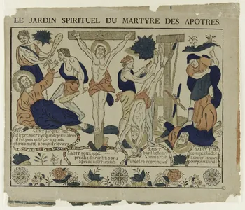 Le Blond Jean ; Guillaume Allabre ; Pierre Leloup imagerie ancienne LE JARDIN SPIRITUEL DU MARTYRE DES APOTRES. France 1773-1836 1944.3.7 Photo
