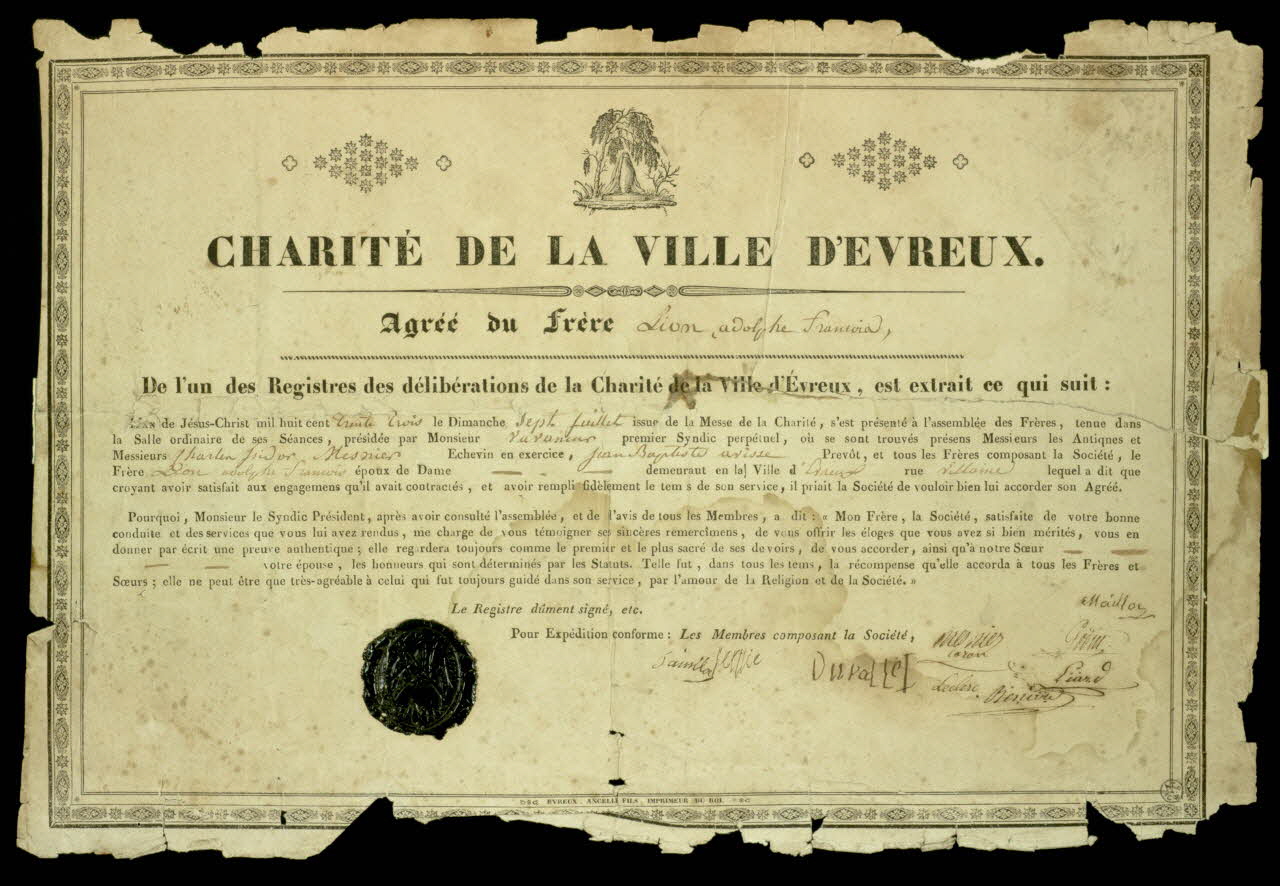 Jean-Jacques Ancelle imagerie ancienne CHARITE DE LA VILLE D'EVREUX Evreux 1833 1944.8.1 Photo