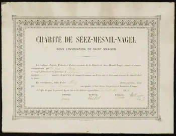 Hérissey A. estampe CHARITE DE SEEZ-MESNIL-NAGEL Evreux 1885 1944.8.3 Photo