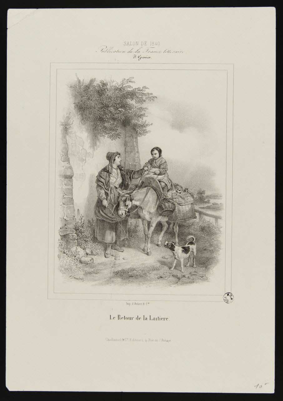 François Grenier de Saint-Martin ; Aubert et Cie ; Challamel Et Cie estampe LE RETOUR DE LA LAITIERE Paris 1840 1944.9.5 Photo