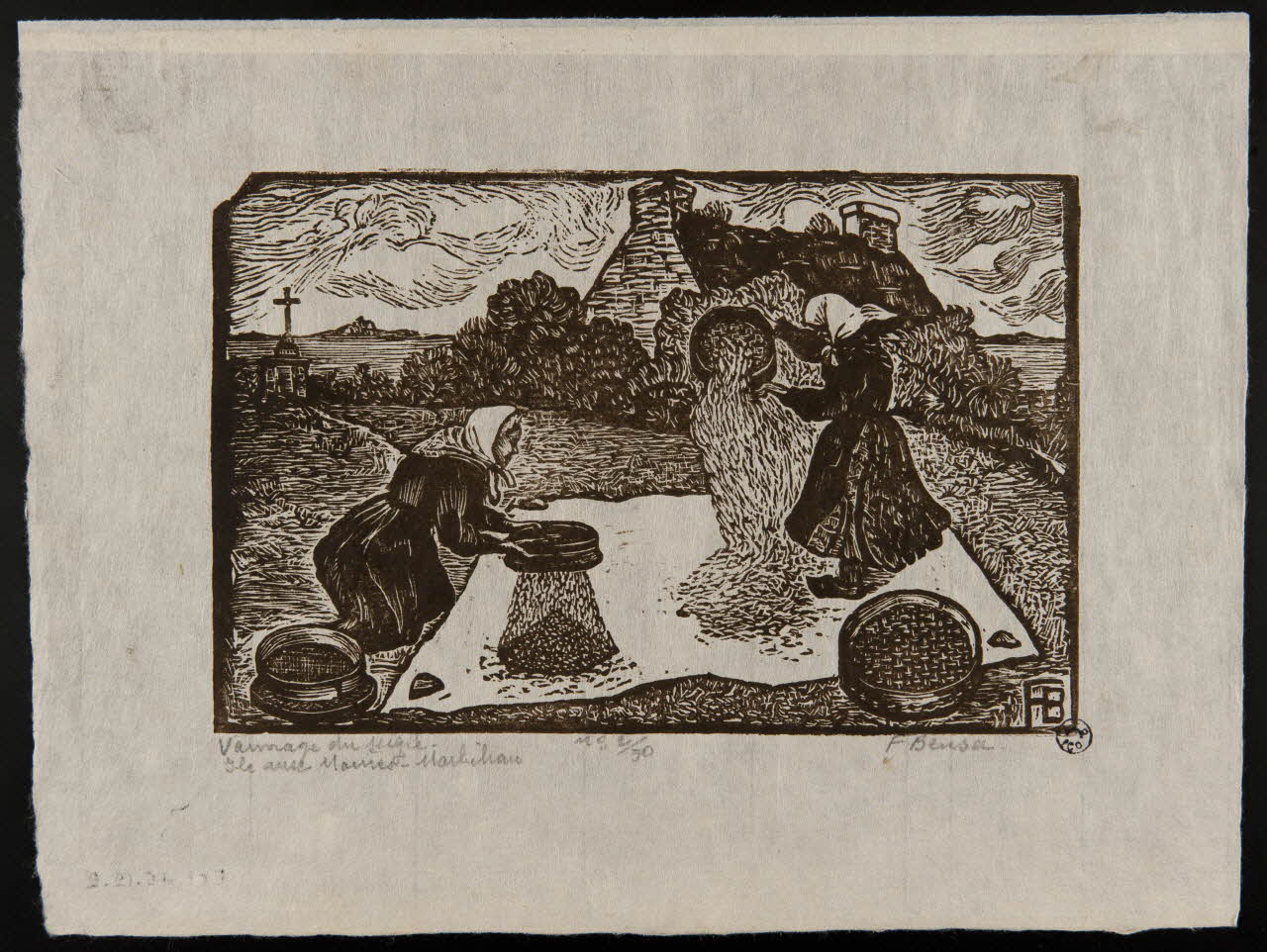 estampe Vannage du seigle  Ile aux Moines - Morbihan 1945.12.2 Photo