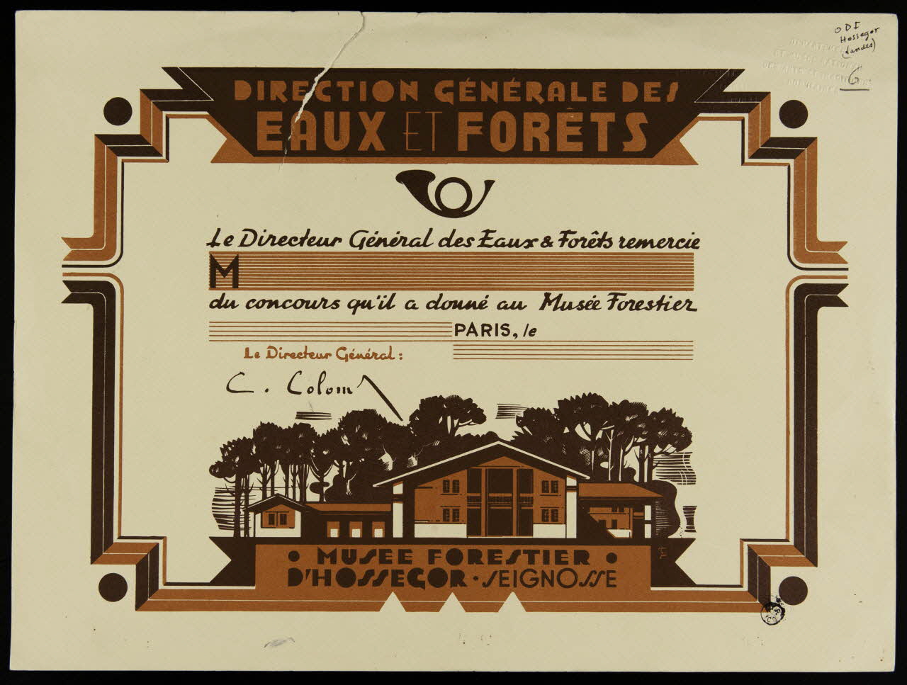 estampe MUSEE FORESTIER  D'HOSSEGOR. SEIGNOSSE 1945.13.1 Photo