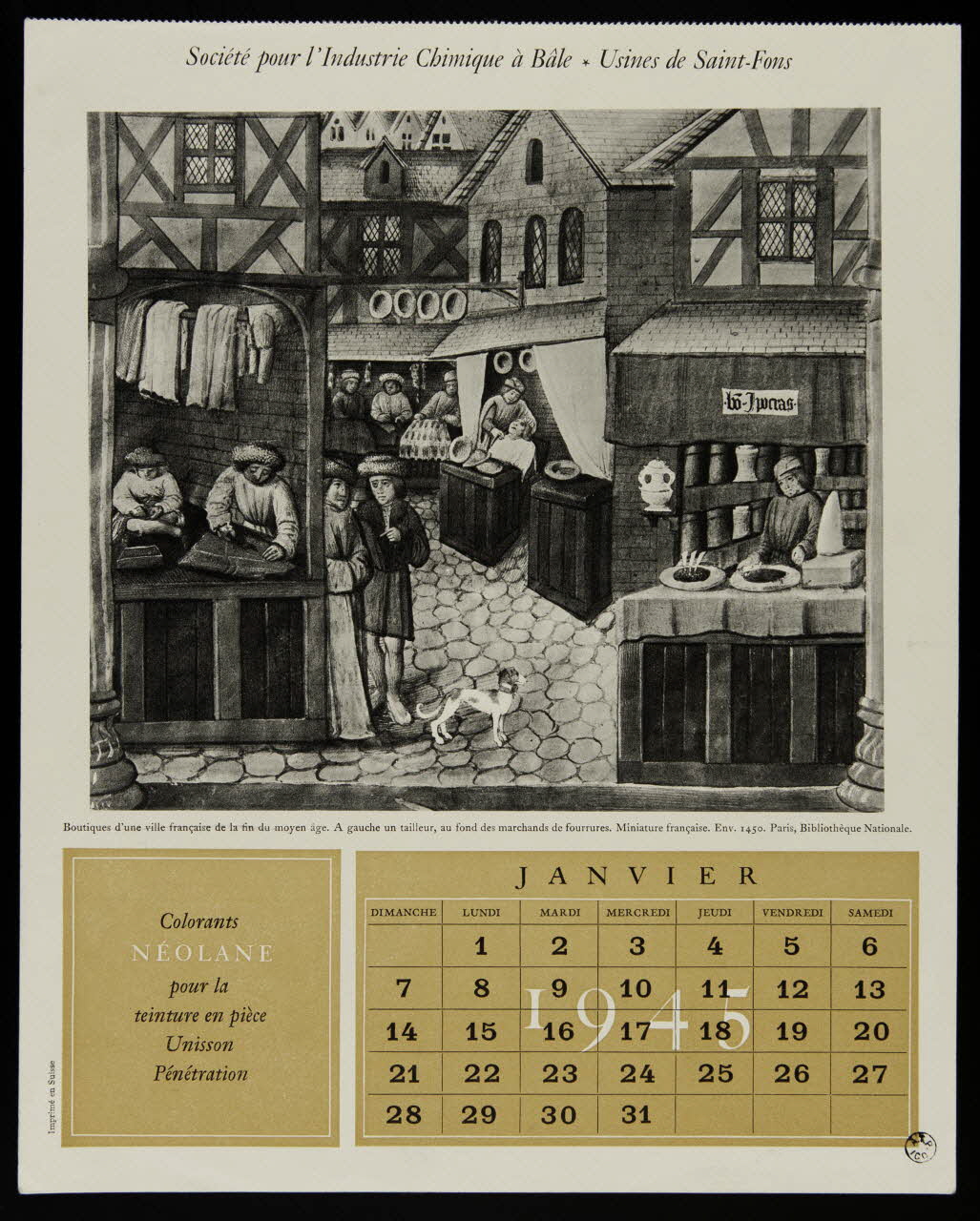 estampe Boutiques d'une ville française de la fin du moyen âge. 1945.6.1 Photo