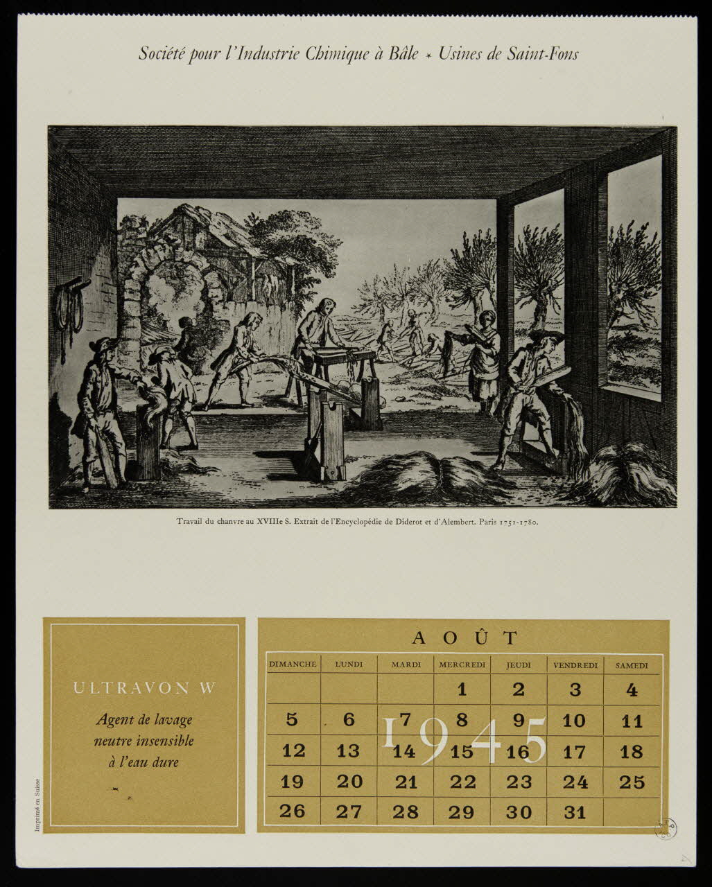 estampe Travail du chanvre au XVIIIe S. 1945.6.5 Photo