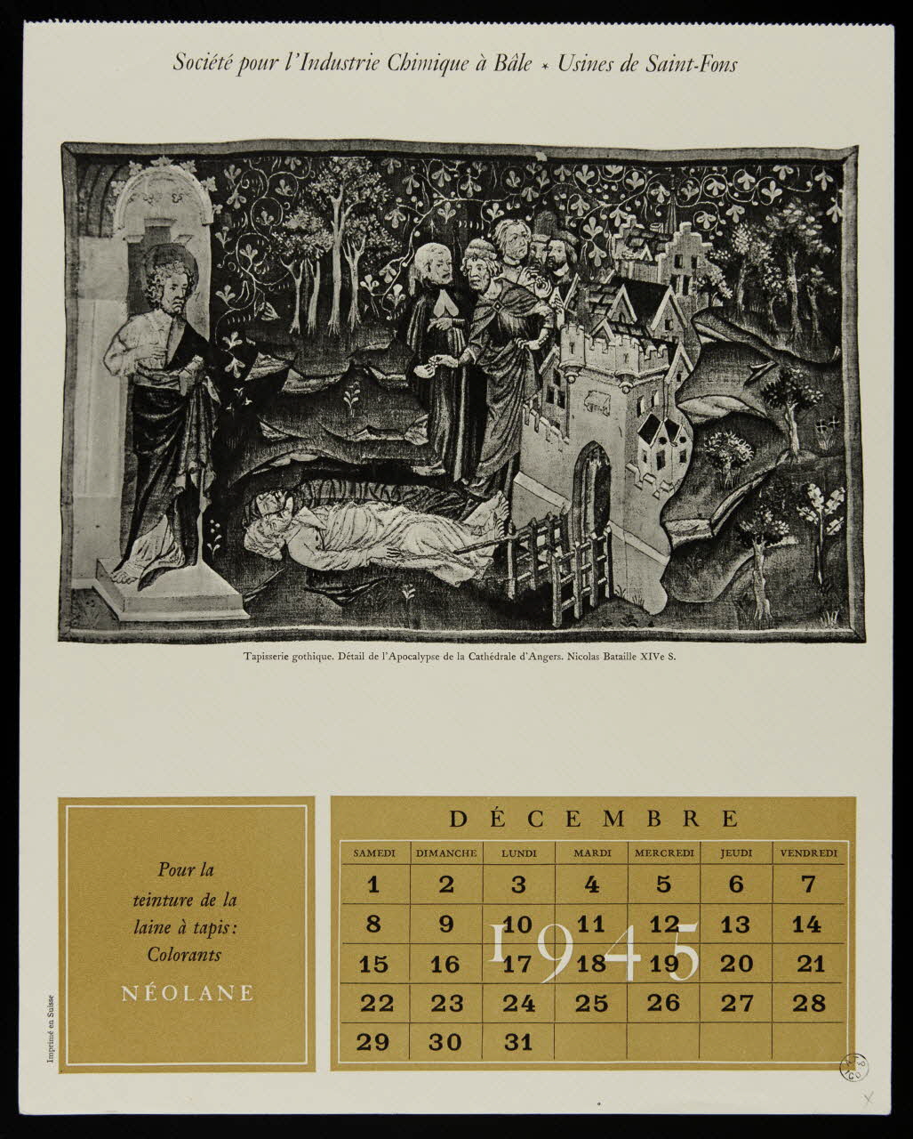 estampe Tapisserie gothique. Détail de l'Apocalypse de la Cathédrale d'Angers. 1945.6.8 Photo