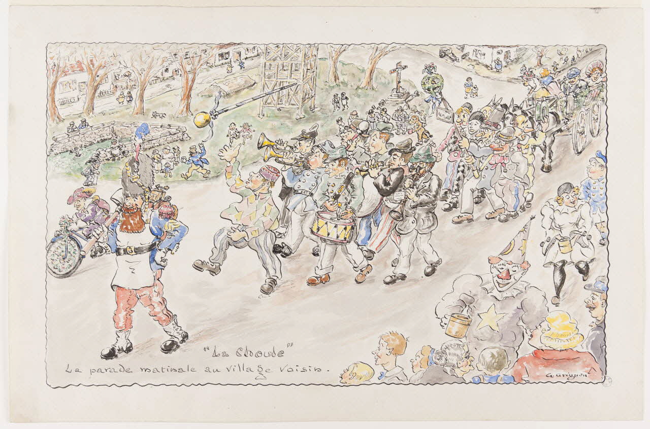 G. Grignon dessin "La Choule"  La parade matinale au village voisin. 1946 1946.103.1 Photo