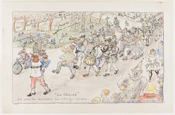 G. Grignon dessin "La Choule"  La parade matinale au village voisin. 1946 1946.103.1 Photo