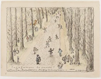 G. Grignon dessin Engagement de partie !  Choule - Route d'Amiens. Margny les Compiègne. 1946 1946.103.2 Photo