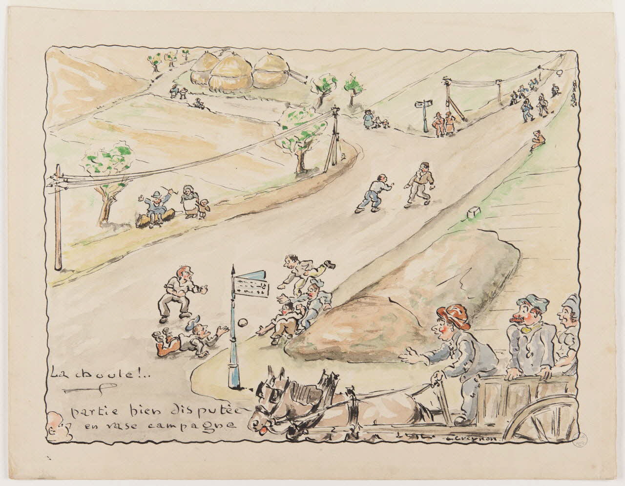 G. Grignon dessin La choule !..  partie bien disputée  en rase campagne 1946 1946.103.3 Photo