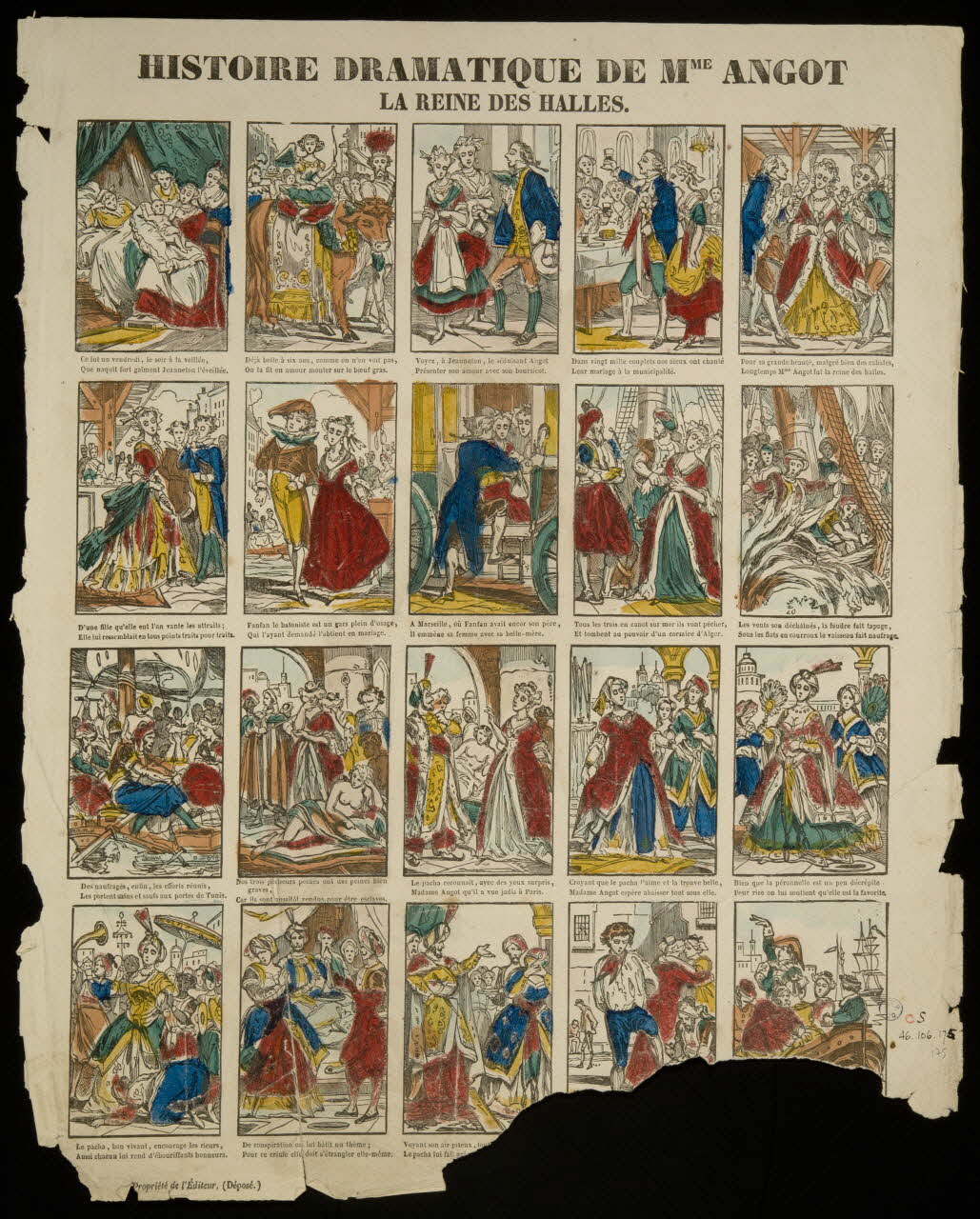 estampe HISTOIRE DRAMATIQUE DE MME ANGOT  LA REINE DES HALLES. 1946.106.175 Photo