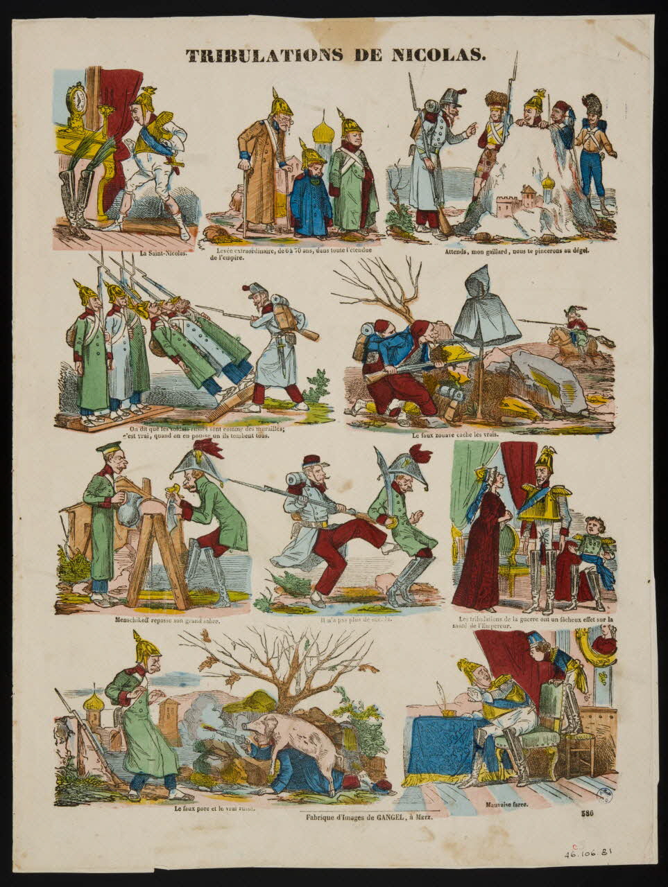 Charles Nicolas Gangel estampe TRIBULATIONS DE NICOLAS. Metz 1852-1858 1946.106.81 Photo