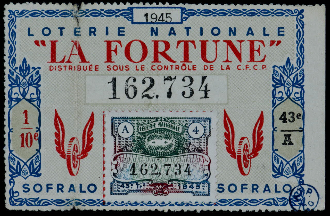estampe LOTERIE NATIONALE  "LA FORTUNE" 1946.86.1.2 Photo