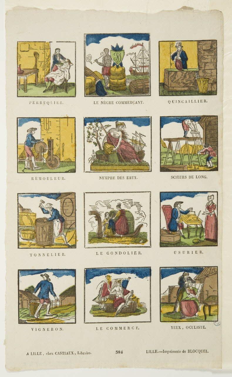 imagerie ancienne Planche de petits métiers et d'allégories 1947.10.5 Photo